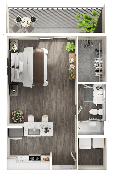 a floor plan of a bedroom with a bathroom